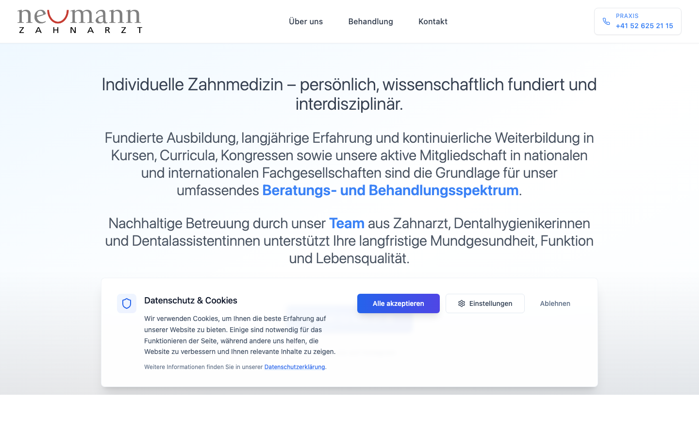 Screenshot Zahnarzt Neumann