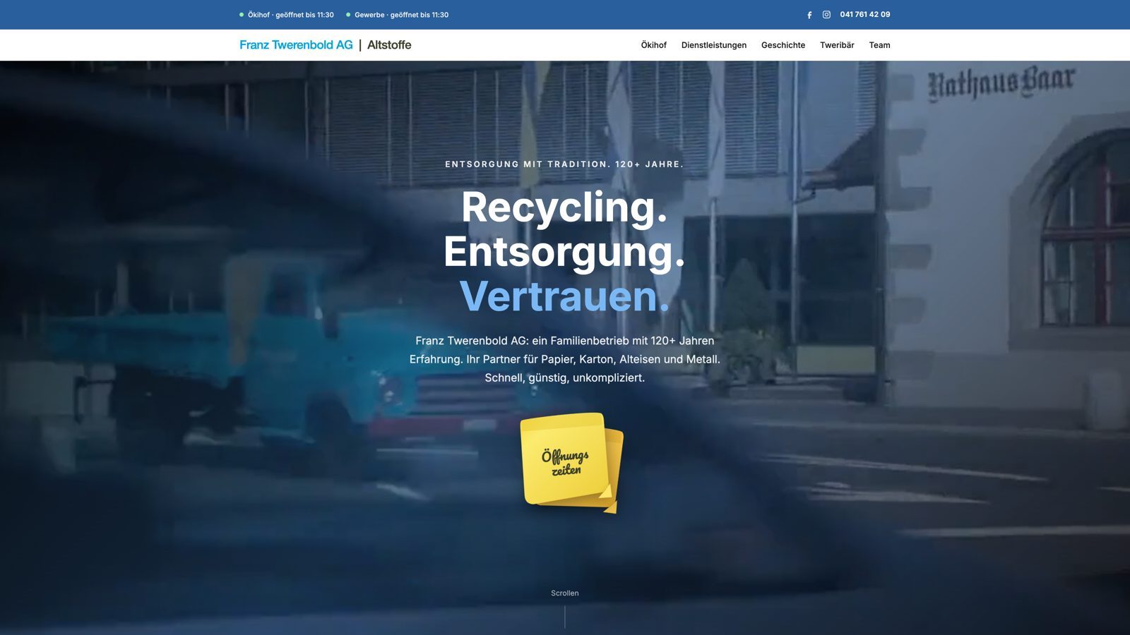 Startseite von twerenbold-baar.ch, gestaltet und umgesetzt von windo
